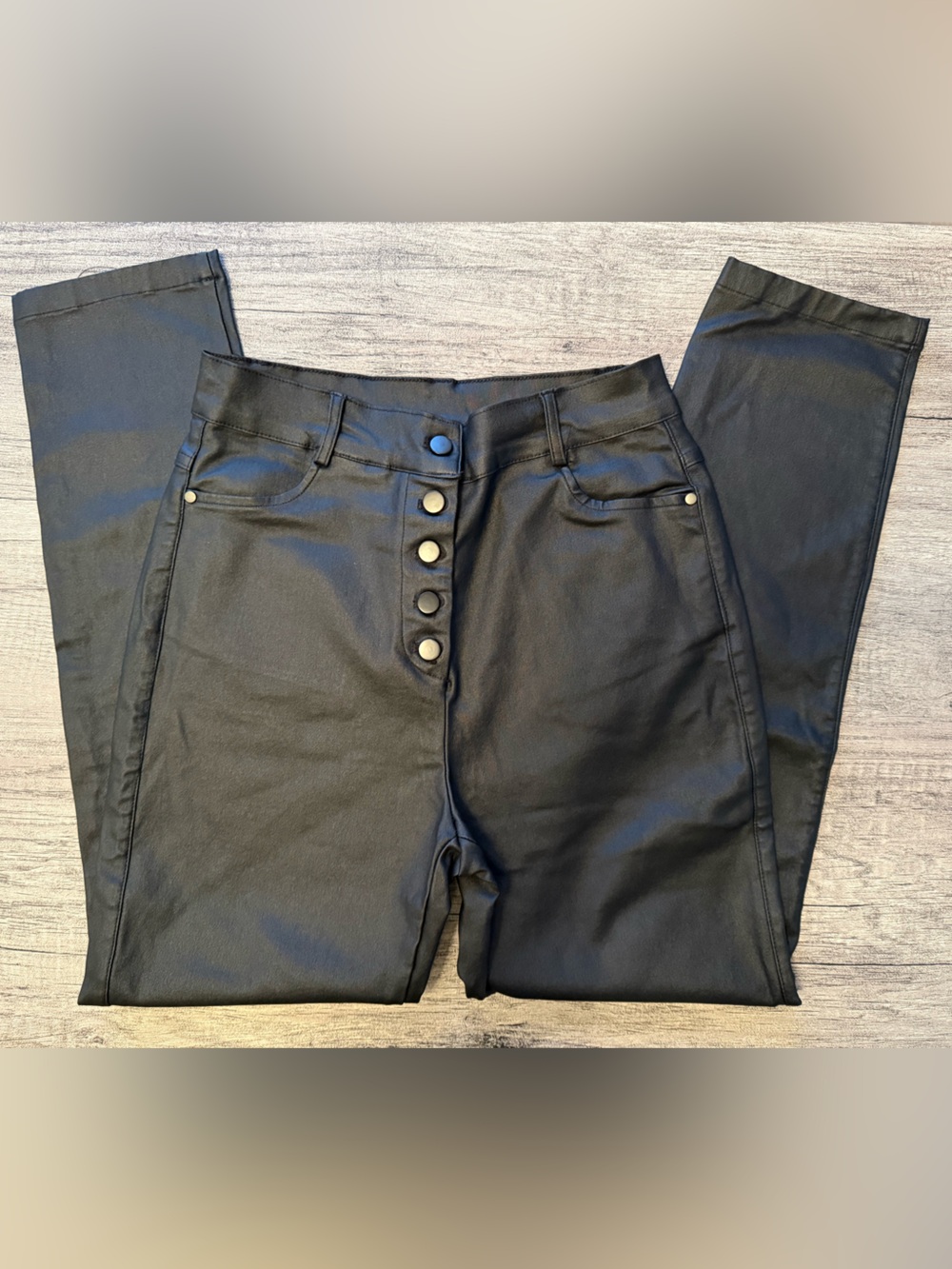 Women's High-Waist Black Button-Front Jeans
